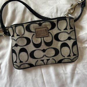 Coach Poppy Black and Grey Signature Wristlet